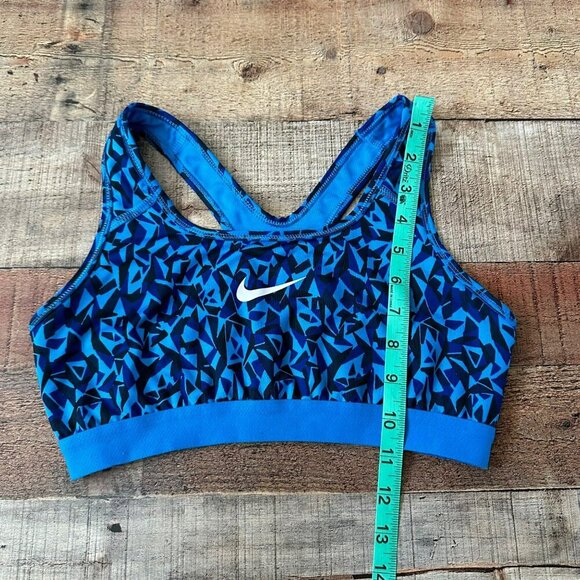 Nike Dri-Fit Blue & Black Geometric Swosh Sports Bra - Size M - Picture 3 of 6